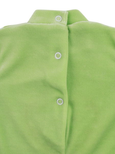 baby footie in chenille dungarees. baby footie mama's heart. Colour pistacchio green, size 3-6 months 3