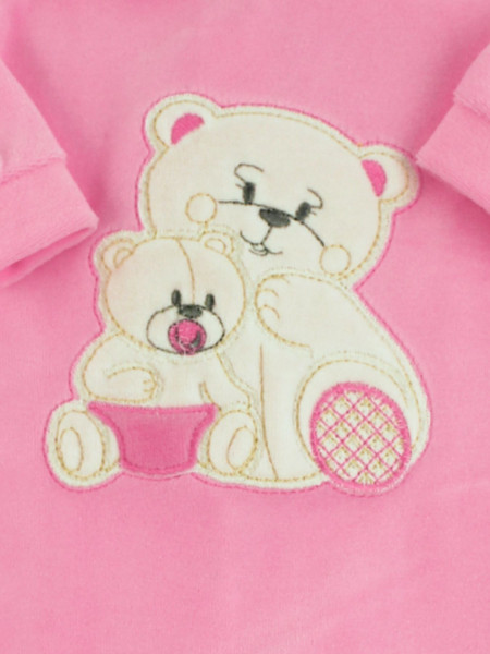 Baby footie in chenille, Baby footie bear family. Colour fuchsia, size 3-6 months 2