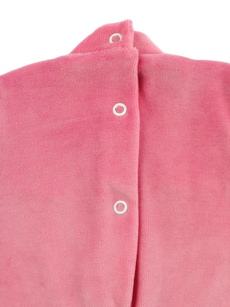 baby footie in chenille dungarees. baby footie mama's heart. Colour fuchsia, size 0-3 months 3