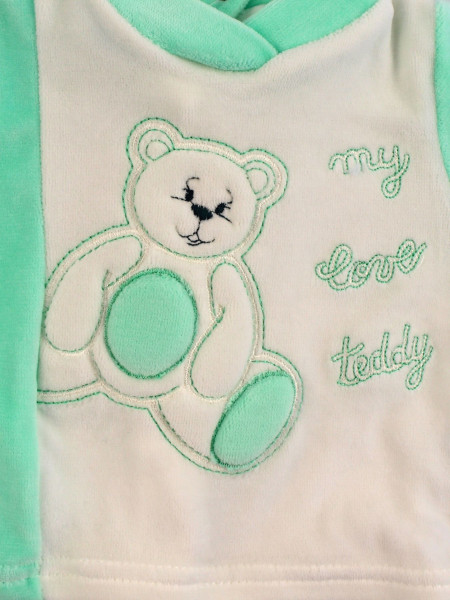 baby outfit in chenille my love teddy. Colour green, size 1-3 months 2