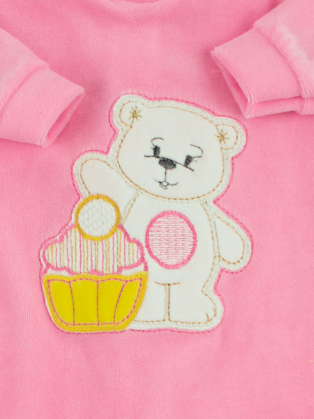 Baby footie baby chenille monochrome. Baby footie A sweet greeting. Colour fuchsia, size 0-3 months 2