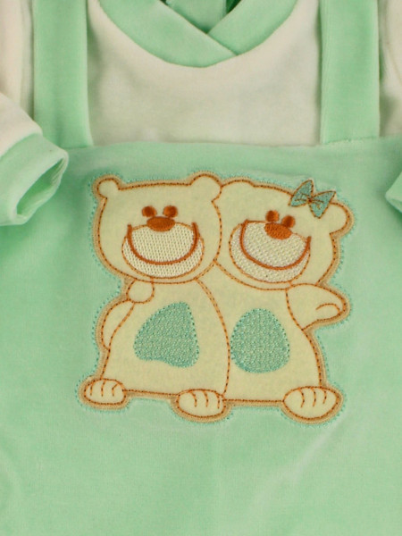 Baby footie baby chenille. Baby footie Best Friends. Colour green, size 0-3 months 2