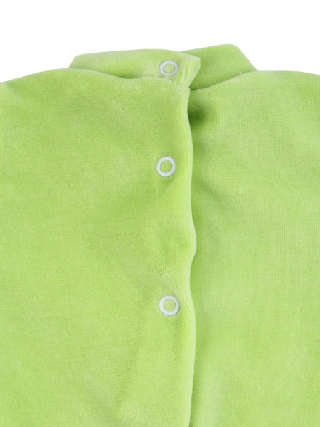 Baby footie in chenille, Baby footie bear family. Colour pistacchio green, size 0-3 months 2