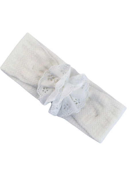 newborn white cotton flower tie. lace flower tie. Colour white, one size White One size