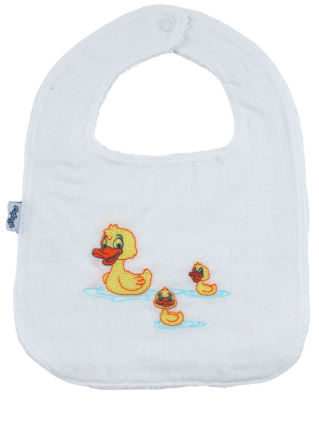 unisex cotton bib. ducks bib. Colour white, one size White One size