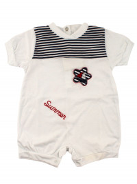 Romper newborn baby boat in a flower with stripes. Colour white, size 3-6 months