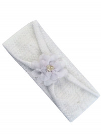 white cotton newborn baby band. flower band with pearls. Colour white, one size