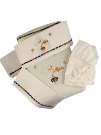 newborn baby cradle set cover and coordinated sheet, cotton and chenille sheet. Colour creamy white, one size