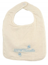 newborn cotton bib. 100% bratty bib. Colour creamy white, one size