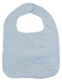 newborn cotton bib. 100% bratty bib. Colour light blue, one size