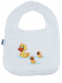 unisex cotton bib. ducks bib. Colour white, one size