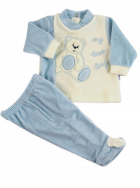 baby outfit in chenille my love teddy. Colour light blue, size 1-3 months