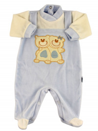 Baby footie baby chenille. Baby footie Best Friends. Colour light blue, size 3-6 months