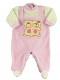 Baby footie baby chenille. Baby footie Best Friends. Colour pink, size 0-3 months