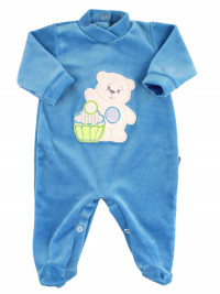 Baby footie baby chenille monochrome. Baby footie A sweet greeting. Colour light blue, size 3-6 months