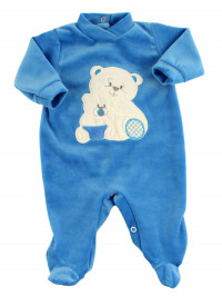 Baby footie in chenille, Baby footie bear family. Colour light blue, size 3-6 months