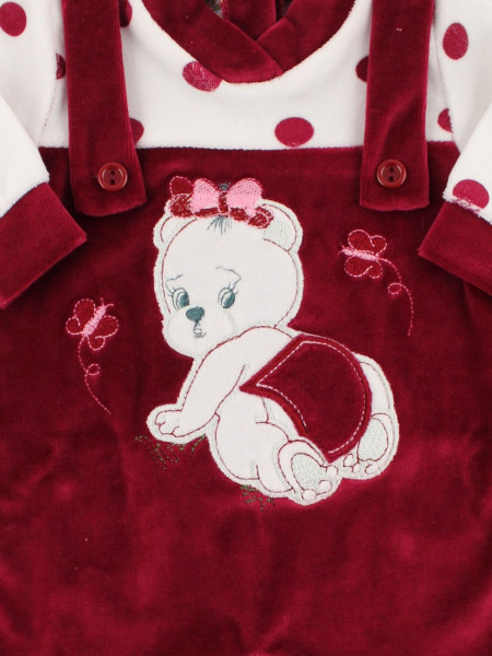 Baby footie baby chenille overalls. Baby footie teddy bear. Colour black cherry, size 1-3 months 2