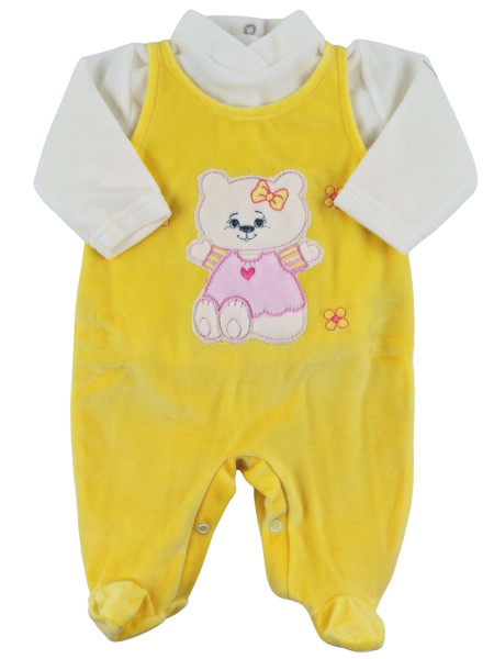 Baby footie chenille two pieces with overalls. Baby footie Sweet Cat. Colour yellow, size 3-6 months 2