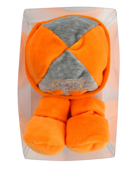 newborn baby hat, newborn orange and turtledove chenille booties. Colour orange, one size 2