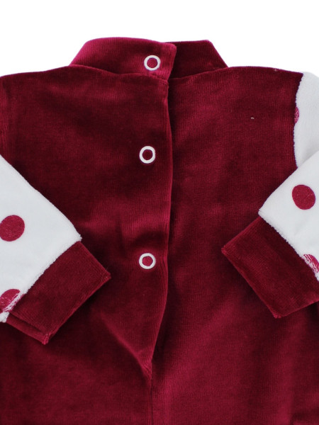 Baby footie baby chenille overalls. Baby footie teddy bear. Colour black cherry, size 1-3 months 3