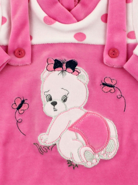 Baby footie baby chenille overalls. Baby footie teddy bear. Colour fuchsia, size 0-1 month 2
