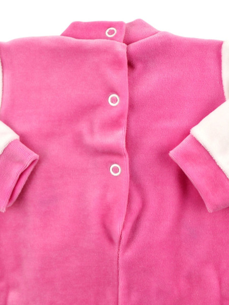 Baby footie baby chenille overalls. Baby footie teddy bear. Colour fuchsia, size 0-1 month 3