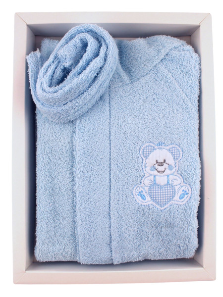 Newborn baby cotton terry bathrobe. Little heart bathrobe. Colour light blue, size 9-12 months 3