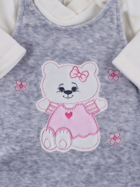 Baby footie chenille two pieces with overalls. Baby footie Sweet Cat. Colour grey, size 6-9 months 3