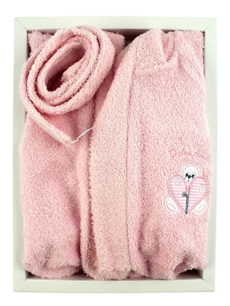 Newborn baby cotton towelling bathrobe, Zip bathrobe, Made in Italy. Colour pink, size 18-24 months 3