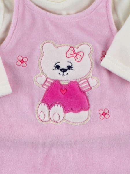 Baby footie chenille two pieces with overalls. Baby footie Sweet Cat. Colour pink, size 0-3 months 3