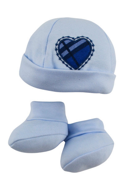 warm Scottish heart cotton hat and shoes. Colour light blue, one size Light blue One size