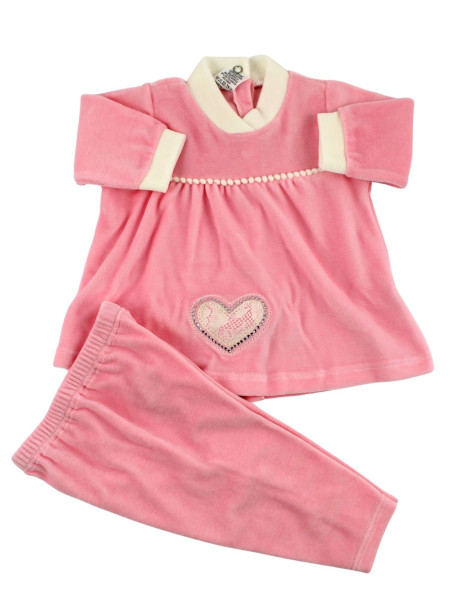Chenille baby outfit. Big heart dress. Colour pink, size 0-3 months