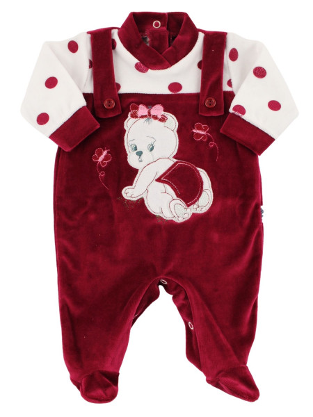 Baby footie baby chenille overalls. Baby footie teddy bear. Colour black cherry, size 0-1 month Black cherry Size 0-1 month