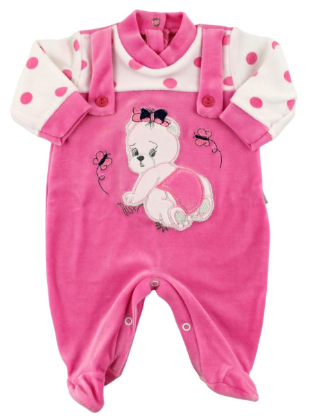 Baby footie baby chenille overalls. Baby footie teddy bear. Colour fuchsia, size 0-1 month Fuchsia Size 0-1 month