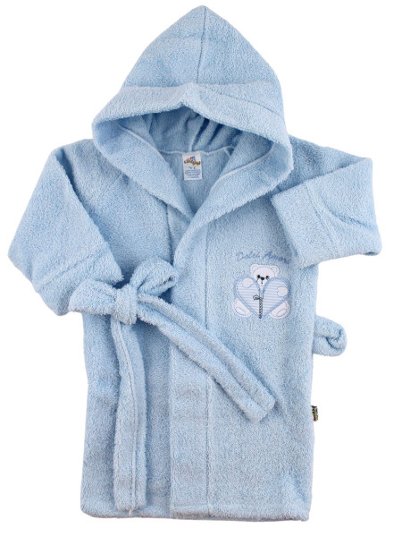 Newborn baby terry cotton bathrobe, Zip bathrobe, Made in Italy. Colour light blue, size 12 18 months Light blue Size 12 18 months