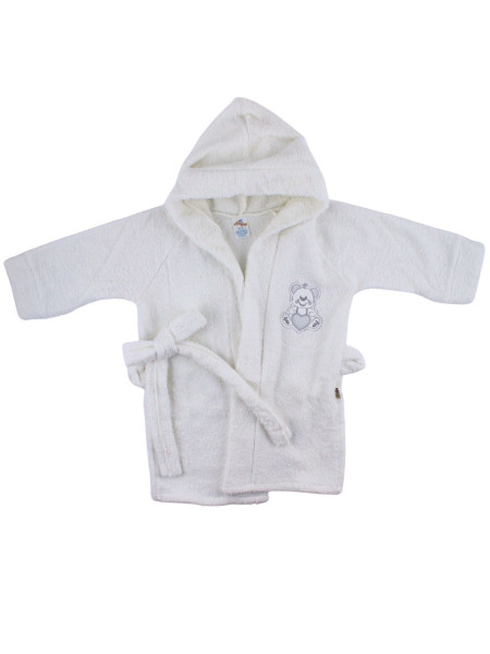 Newborn baby bathrobe in terry cotton. Small heart bathrobe. Colour white, size 18-24 months White Size 18-24 months