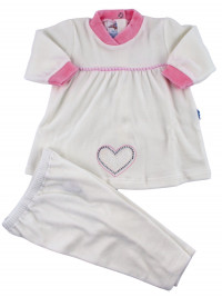 Baby chenille outfit. Big heart dress. Colour creamy white, size 0-1 month