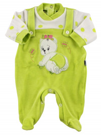 Baby footie baby chenille overalls. Baby footie teddy bear. Colour pistacchio green, size 3-6 months
