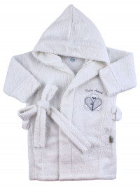 Newborn baby terry cotton bathrobe, Zip bathrobe, Made in Italy. Colour white, size 12 18 months