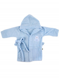Newborn baby cotton terry bathrobe. Little heart bathrobe. Colour light blue, size 9-12 months