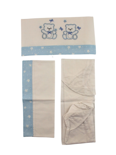 Newborn baby outfit in chenille and cotton, made in Italy. Colour light blue, one size 6
