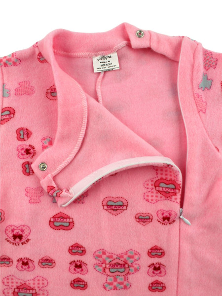 newborn baby pajamas in velour cotton blend. Warm Pyjamas. Colour fuchsia, size 9-12 months 2