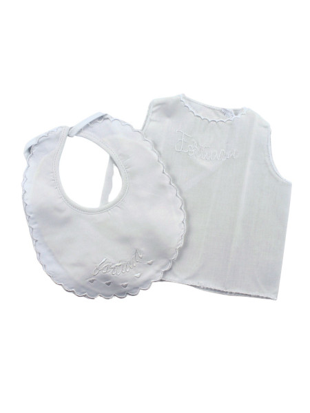 Newborn baby outfit in chenille and cotton, made in Italy. Colour light blue, one size 13