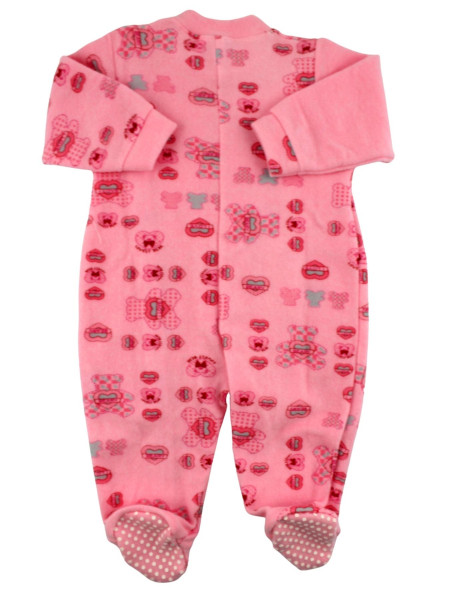newborn baby pajamas in velour cotton blend. Warm Pyjamas. Colour fuchsia, size 9-12 months 3