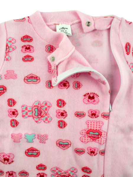 newborn baby pajamas in velour cotton blend. Warm Pyjamas. Colour pink, size 18-24 months 2