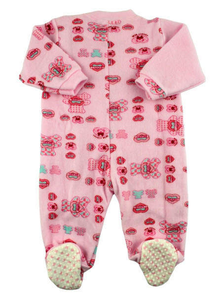 newborn baby pajamas in velour cotton blend. Warm Pyjamas. Colour pink, size 18-24 months 3