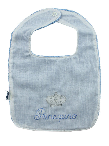 baby cotton bib. prince and princess. Colour light blue, one size Light blue One size