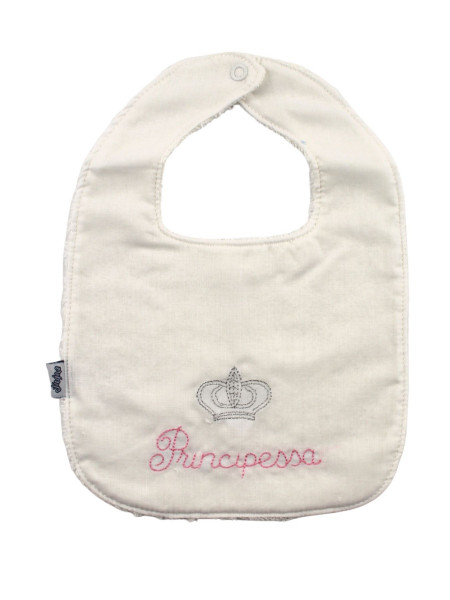 baby cotton bib. prince and princess. Colour pink, one size Pink One size