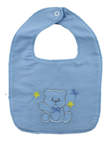 cotton baby bib. Bear and Stars. Colour light blue, one size Light blue One size