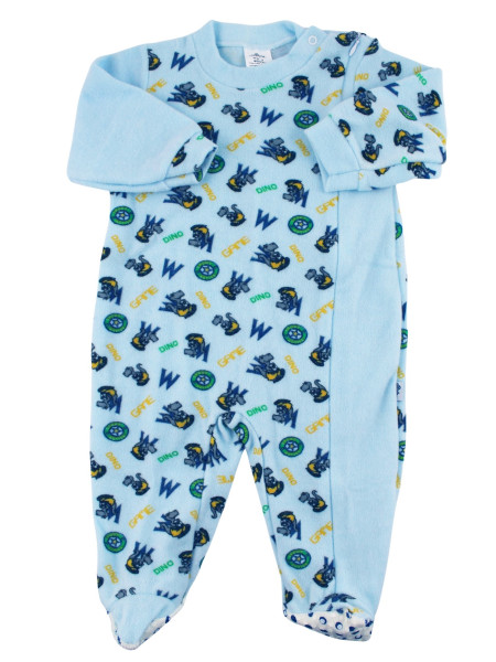 newborn baby pajamas in velour cotton blend. Warm Pyjamas. Colour light blue, size 9-12 months Light blue Size 9-12 months